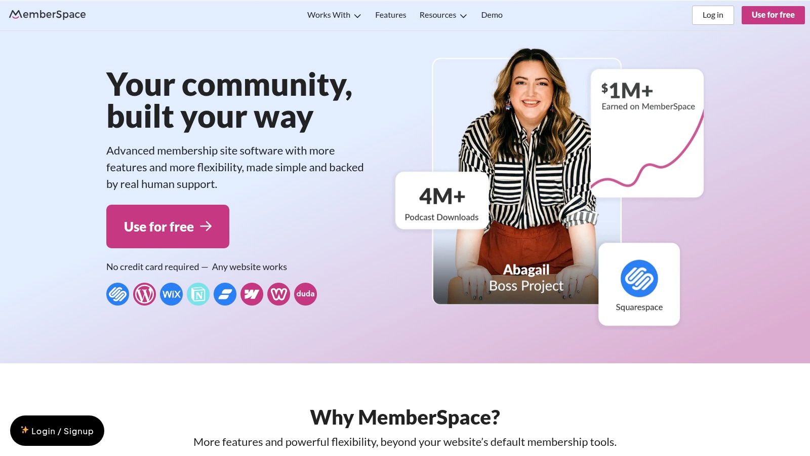 MemberSpace showing its CMS-agnostic integration options