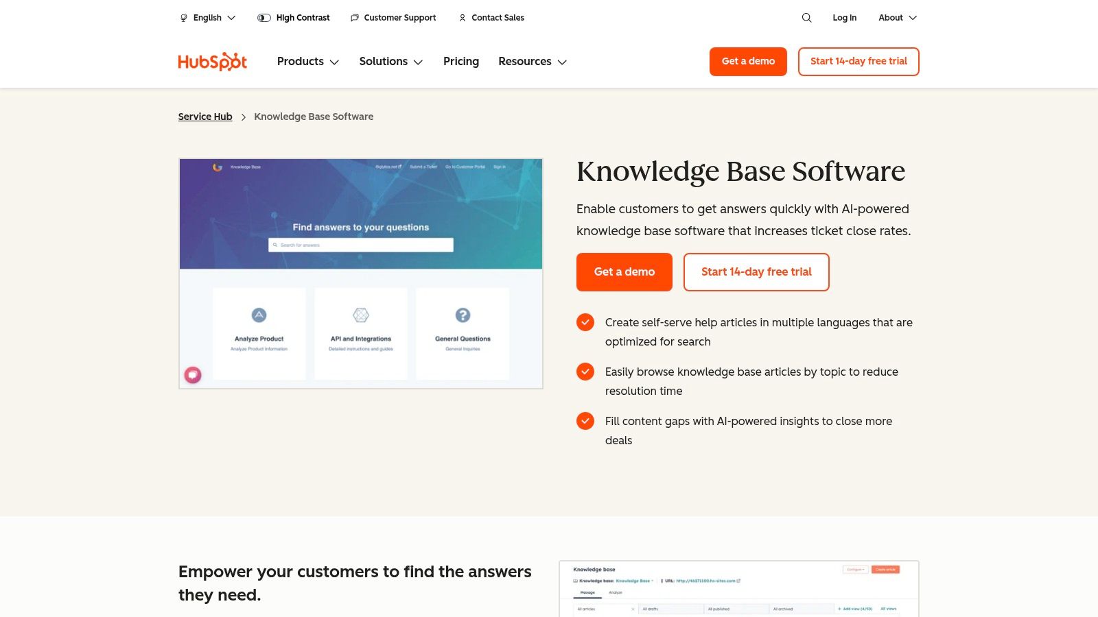 HubSpot Service Hub Knowledge Base