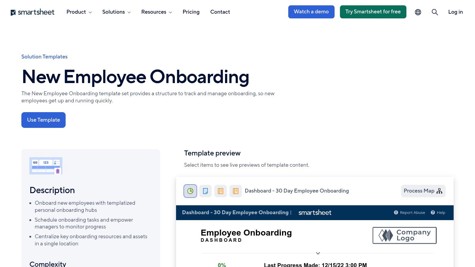 Smartsheet – New Employee Onboarding Template Set