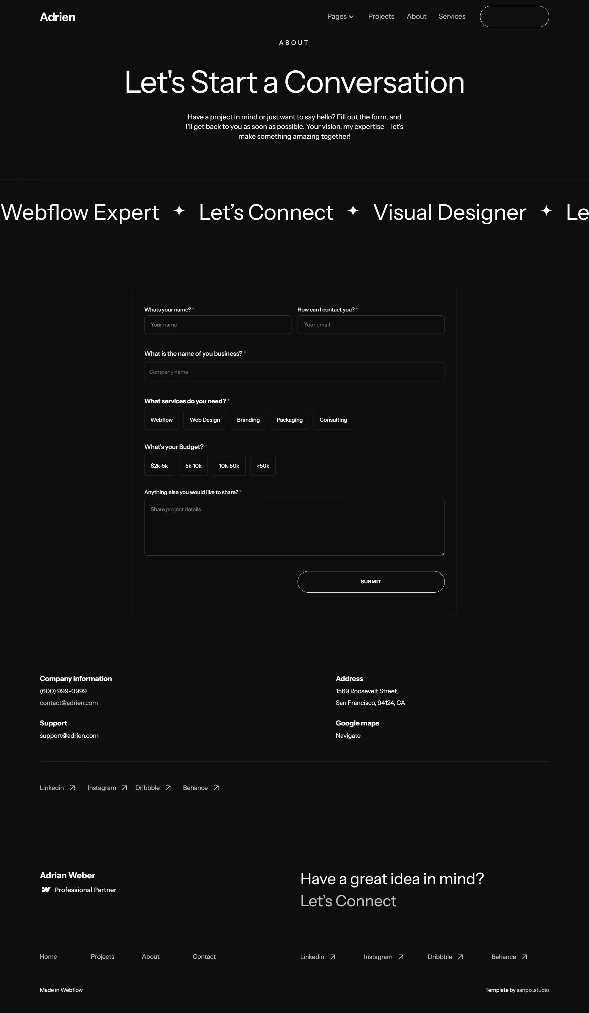 Contact 1 page screenshot preview