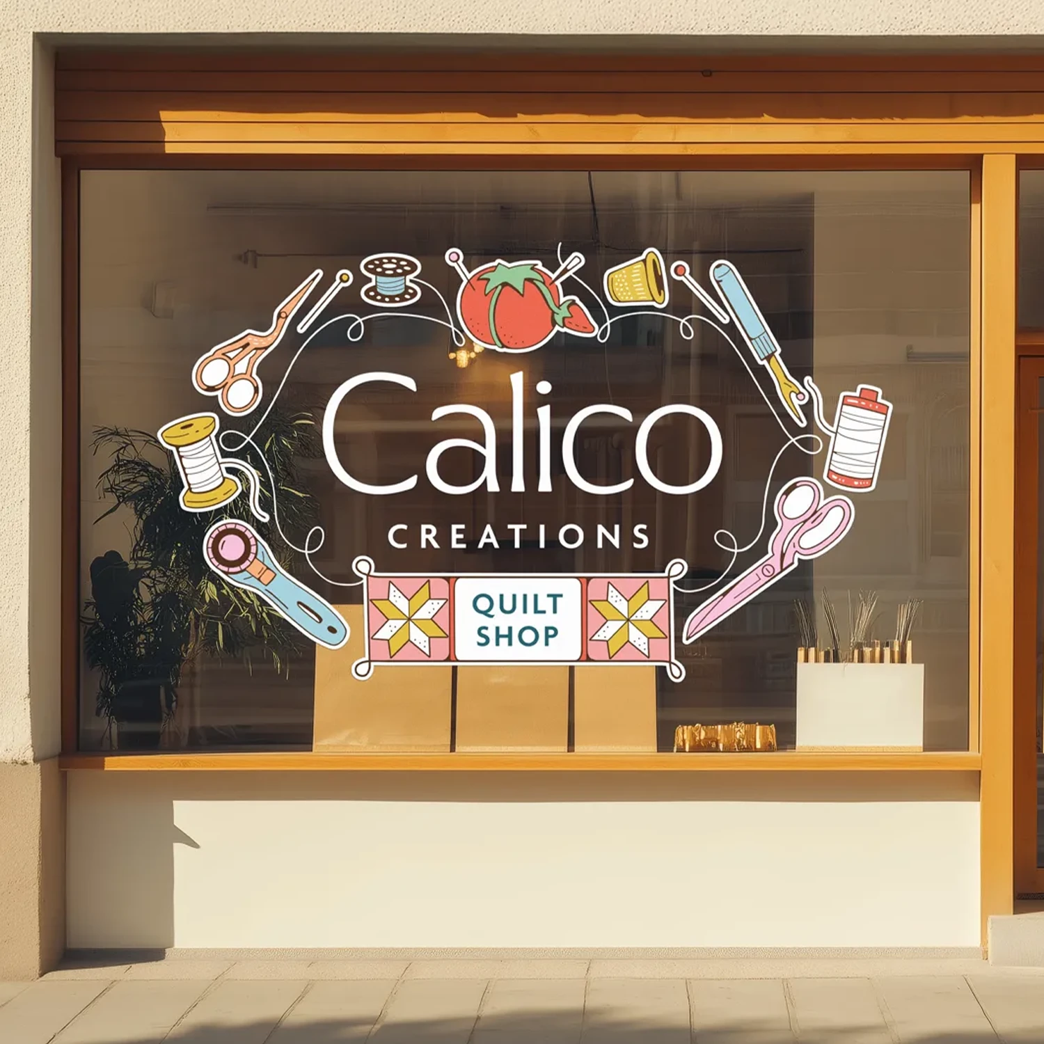New logo design on a storefront window | Baylii Branding | Mount Vernon, WA