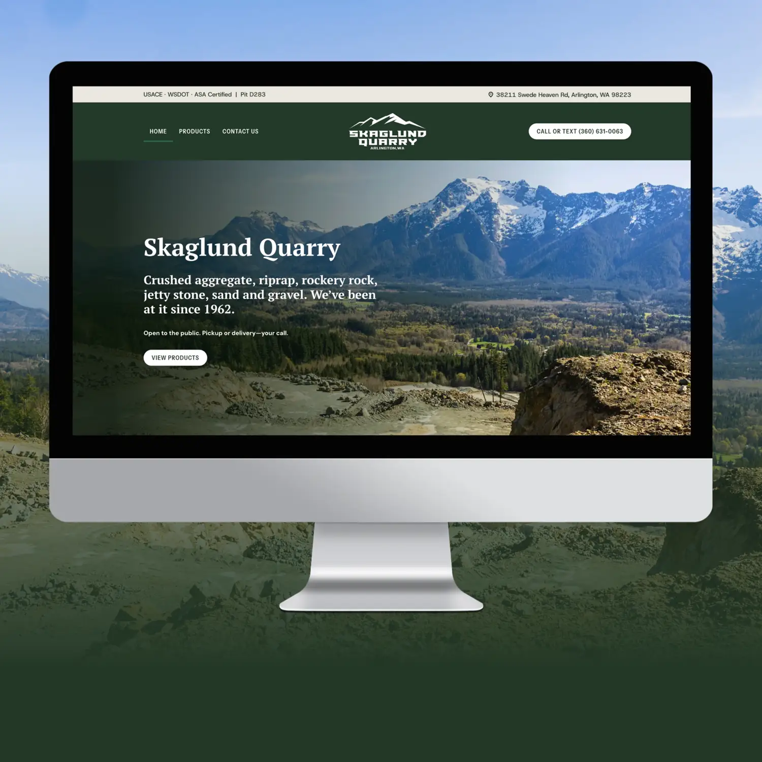 New website design for quarry home page | Baylii Branding | Mount Vernon, WA