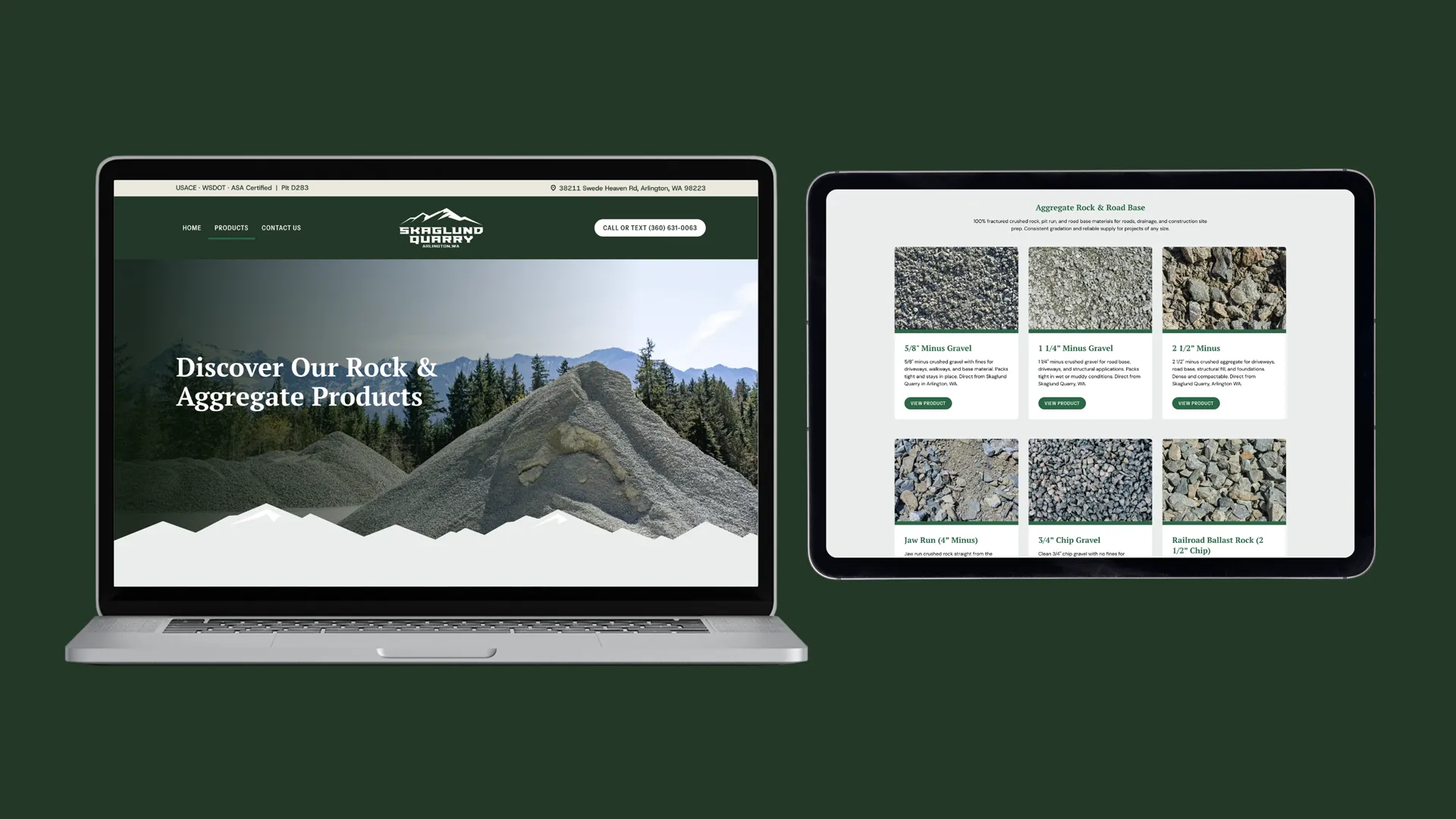 New website design for quarry product page | Baylii Branding | Mount Vernon, WA