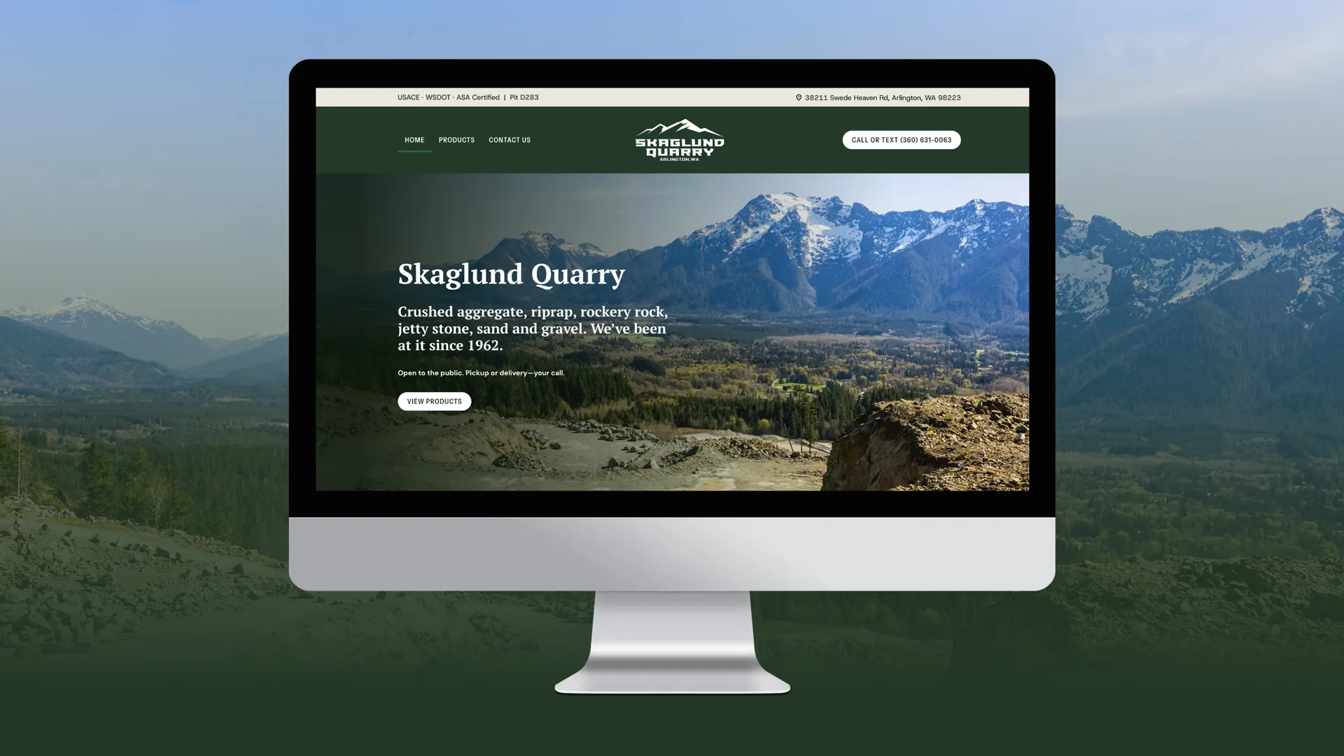 New website design for a quarry home page | Baylii Branding | Mount Vernon, WA
