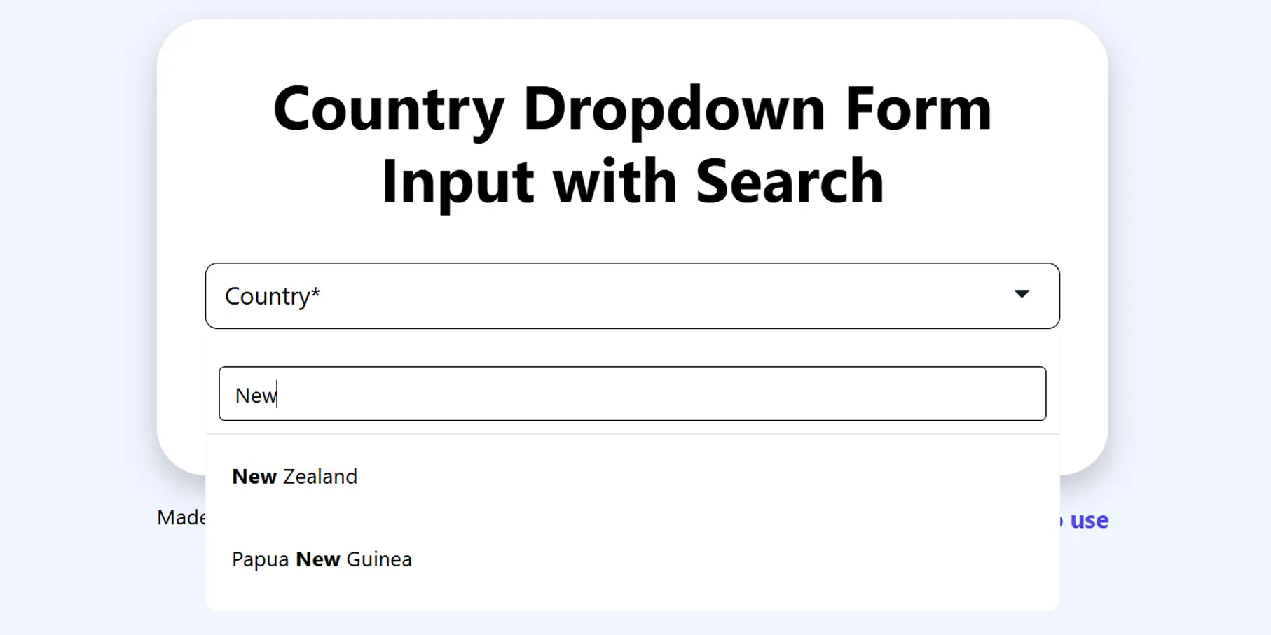 Country Dropdown Form Input with Search