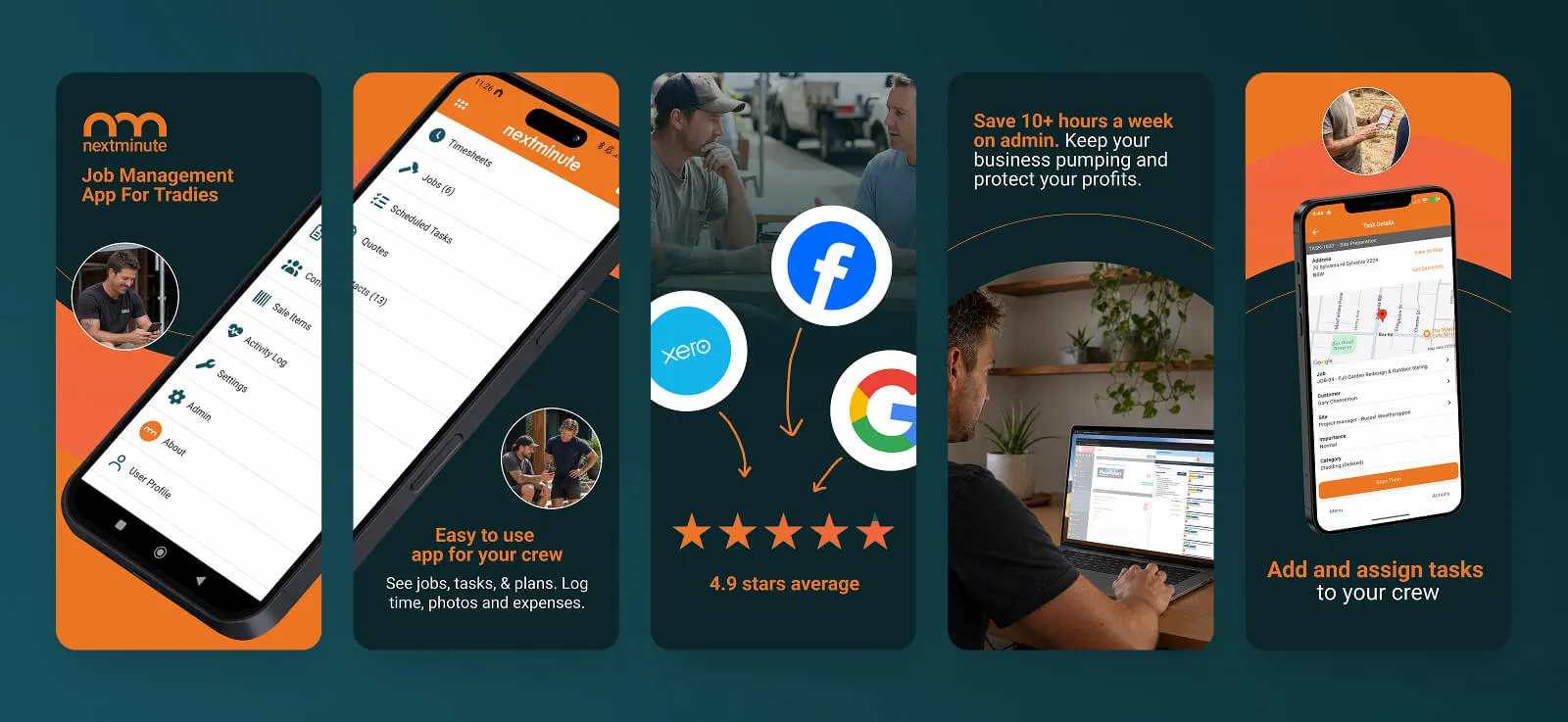 NextMinute mobile app store marketing screens and phone UI designs