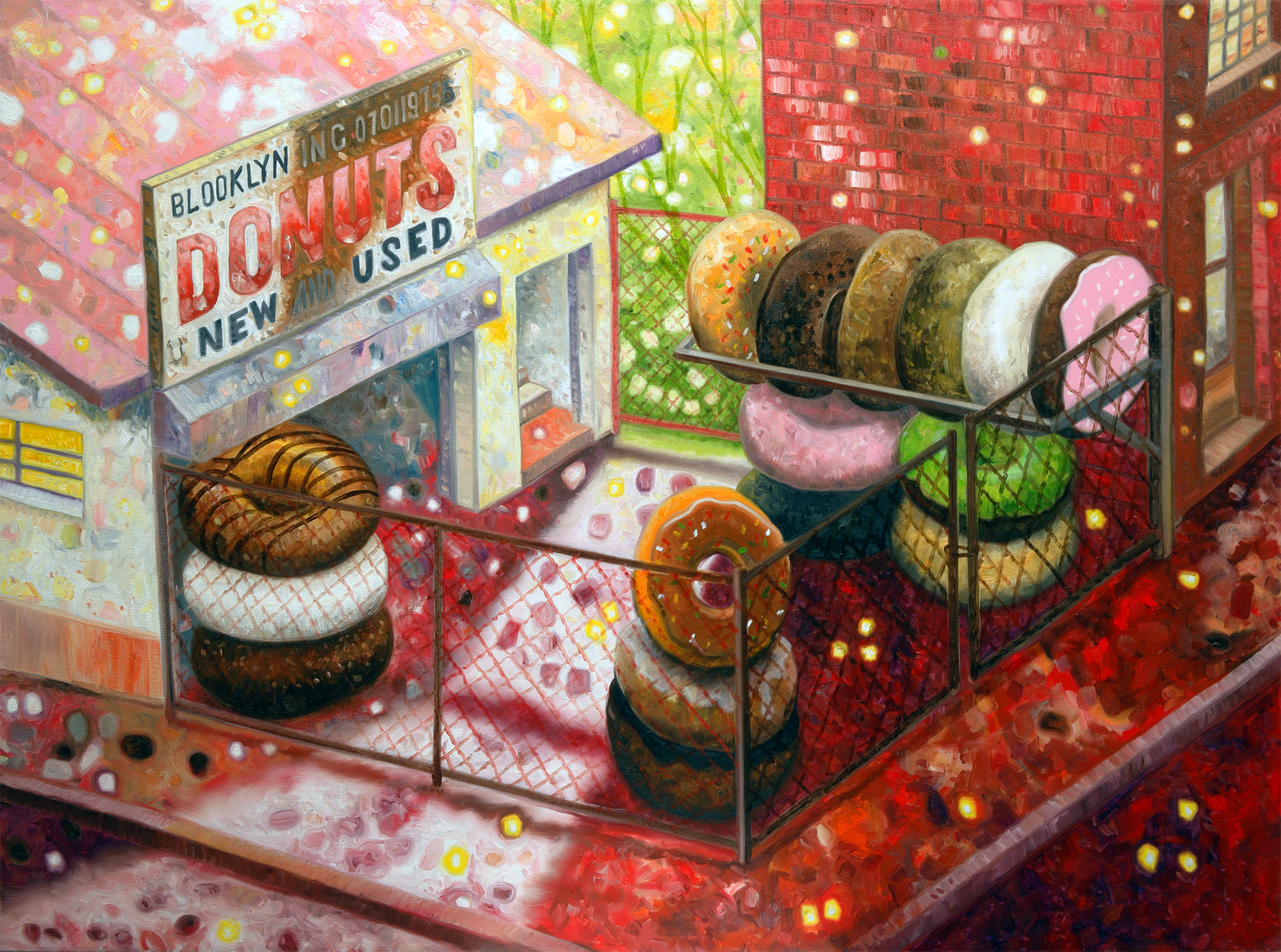 Oscar Oiwa Donut's Shop, 2026. Oil on canvas, 36 x 48 inches.