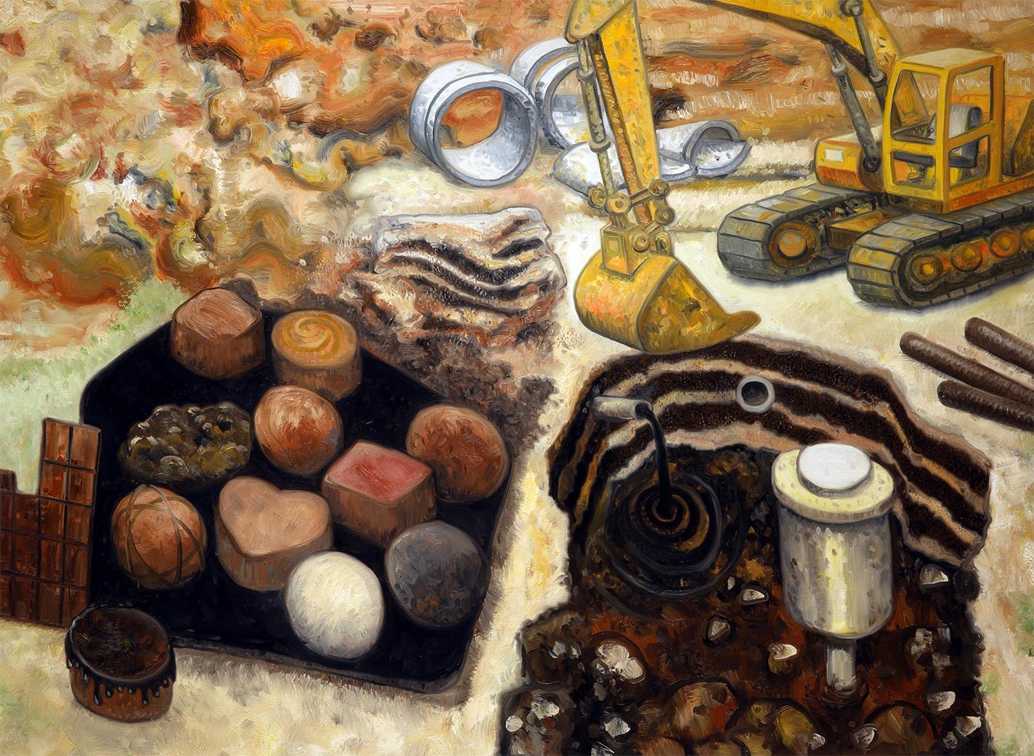 Oscar Oiwa, Chocolate, 2026. Oil on canvas, 36 x 48 inches.