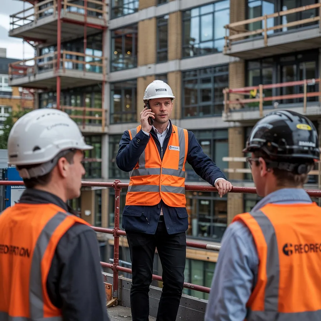 A site foreman getting answers for his team
