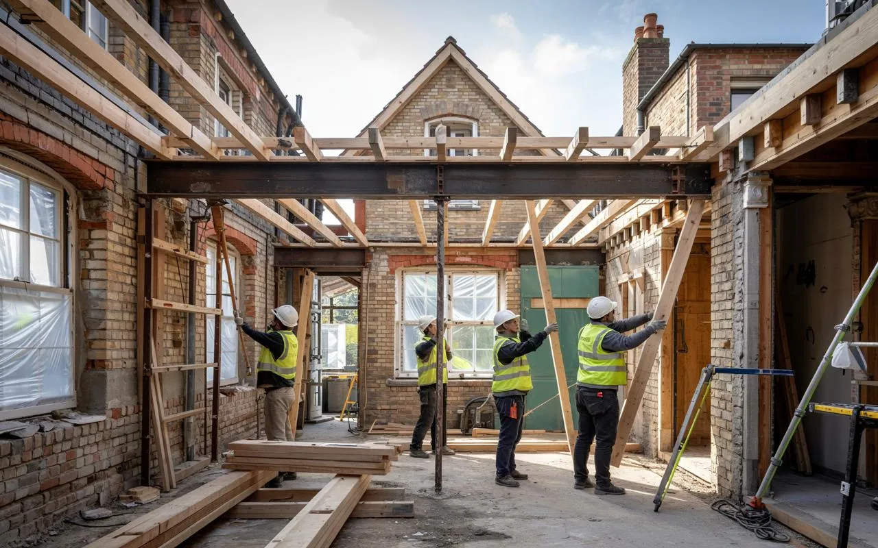 Structural work underway on a London home