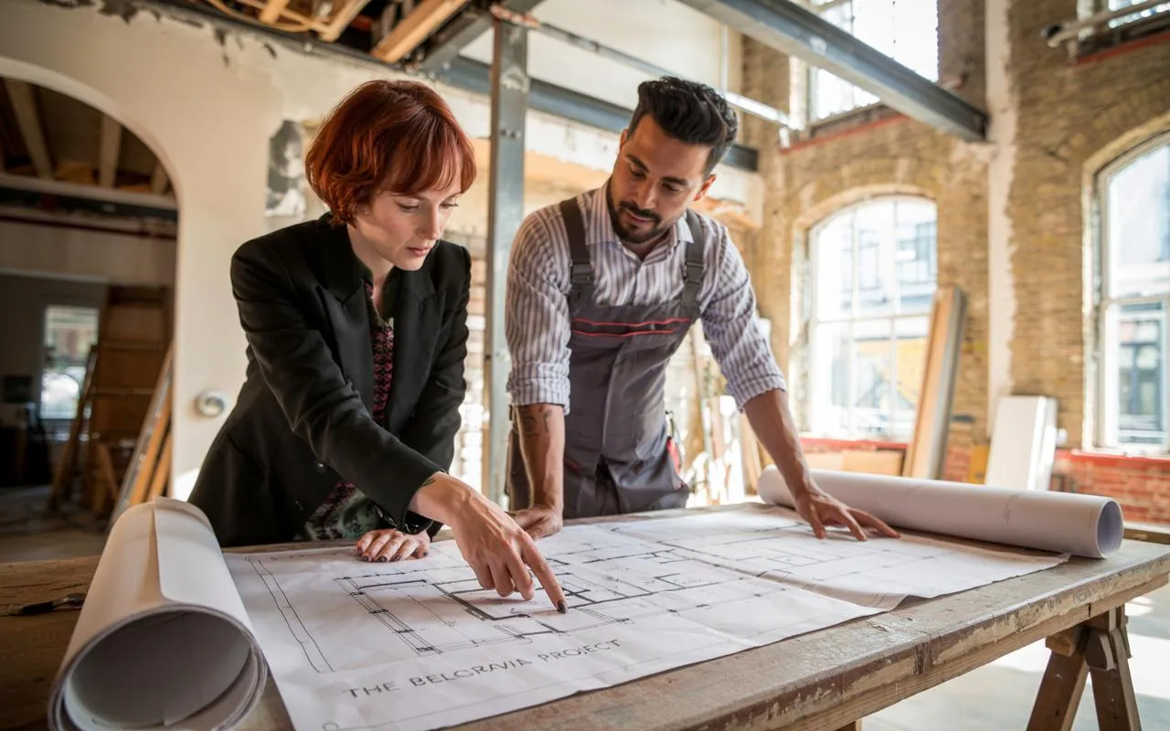 Designers looking over plans for an ongoing project
