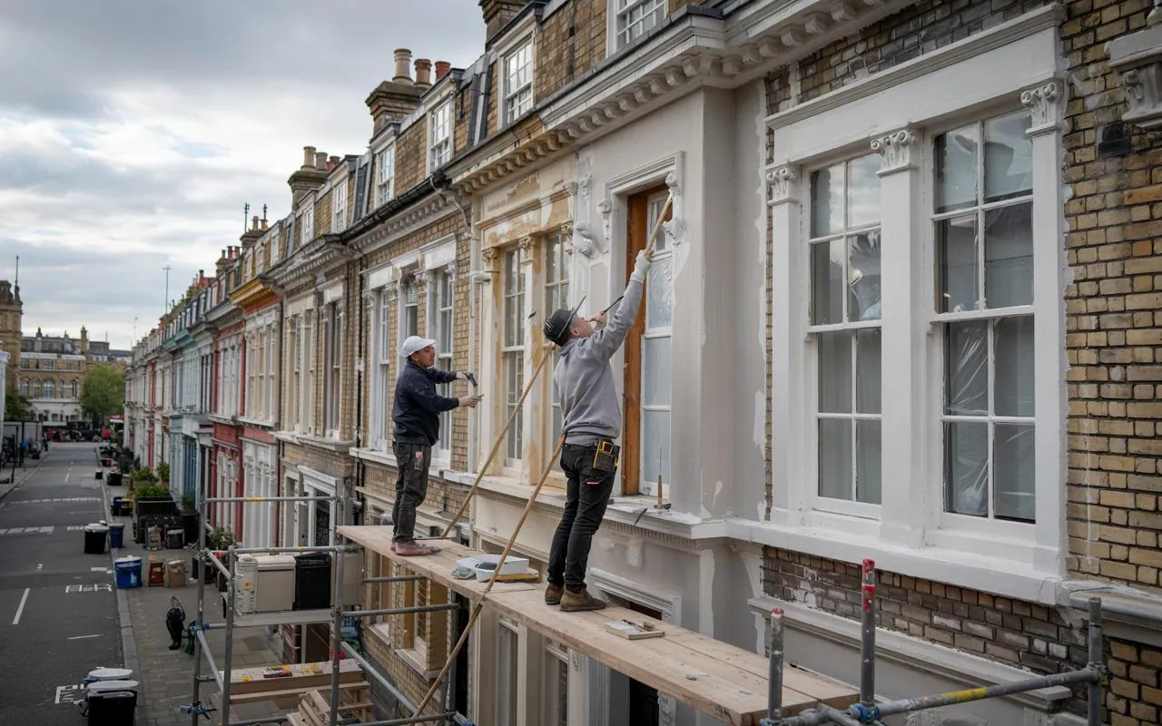 Painting the front of a London terraced home