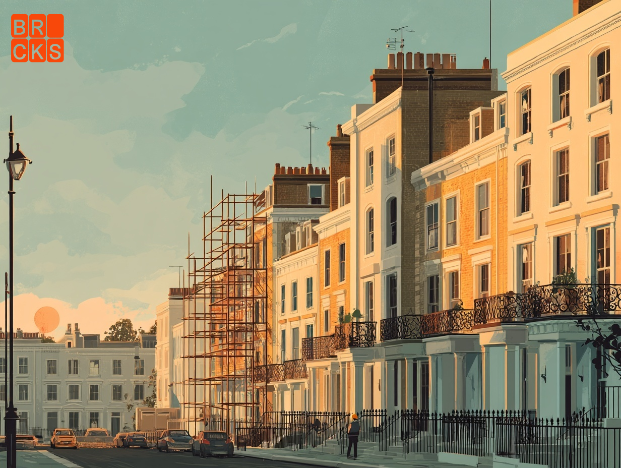 Sun rising on a London street