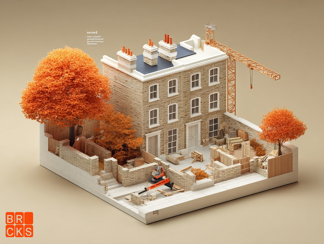 Model of a terraced house under renovation