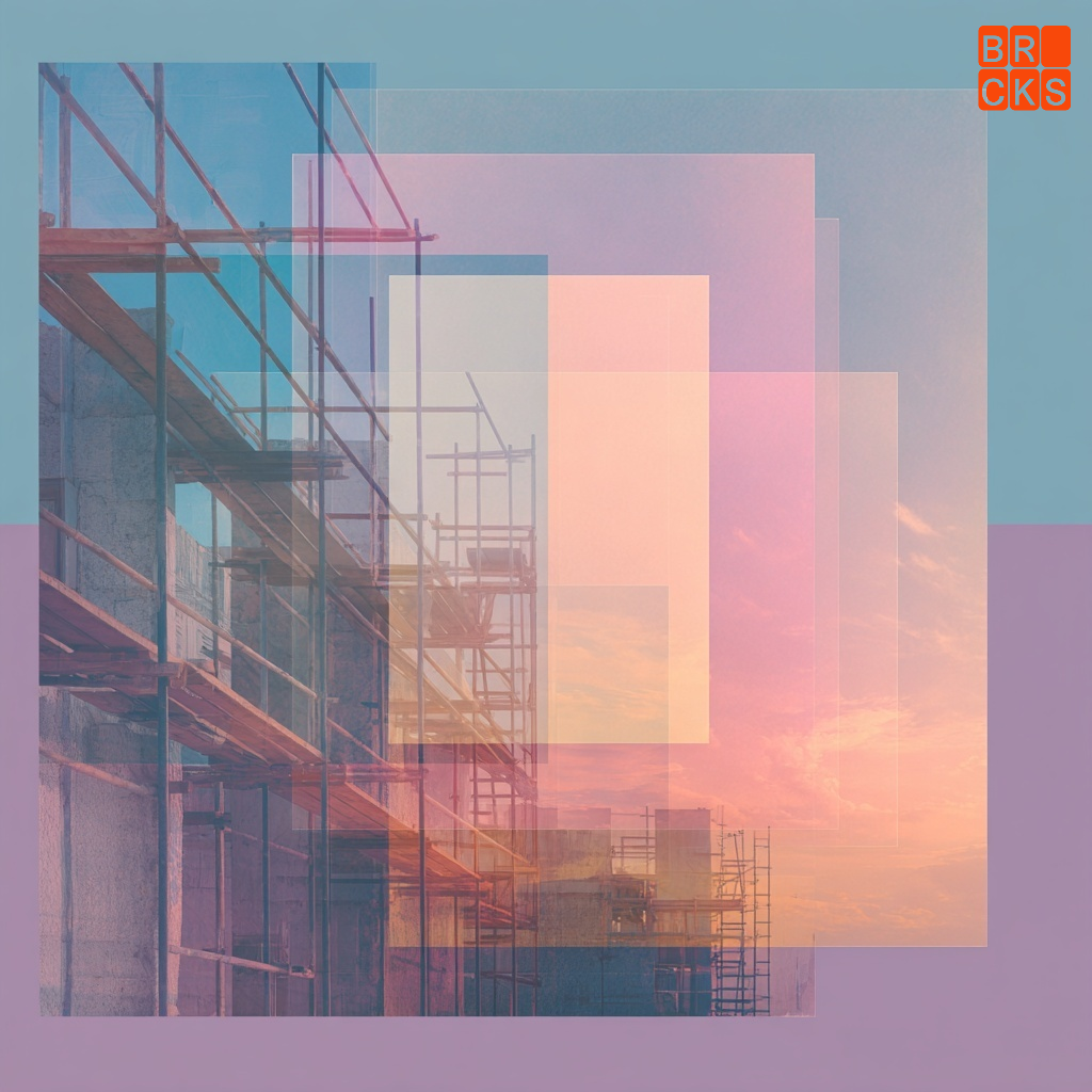 Minimalist illustration with scaffolding on view