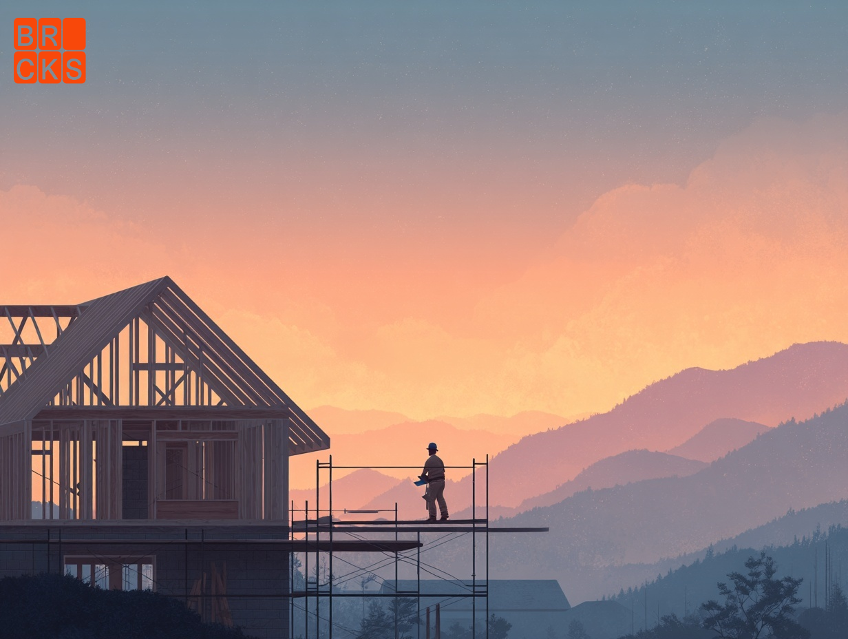 Sunset illustration of a building site