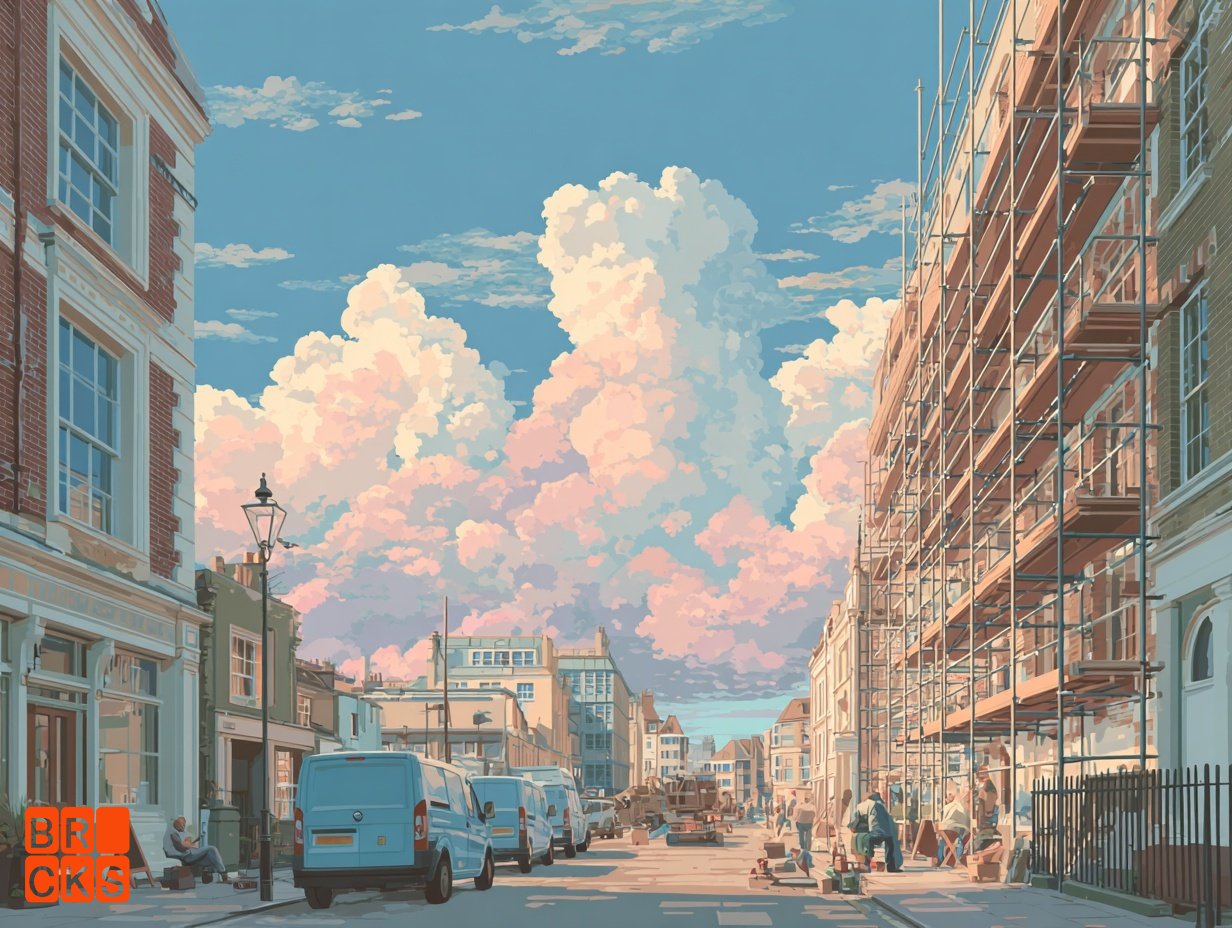 Illustration of a building site in London