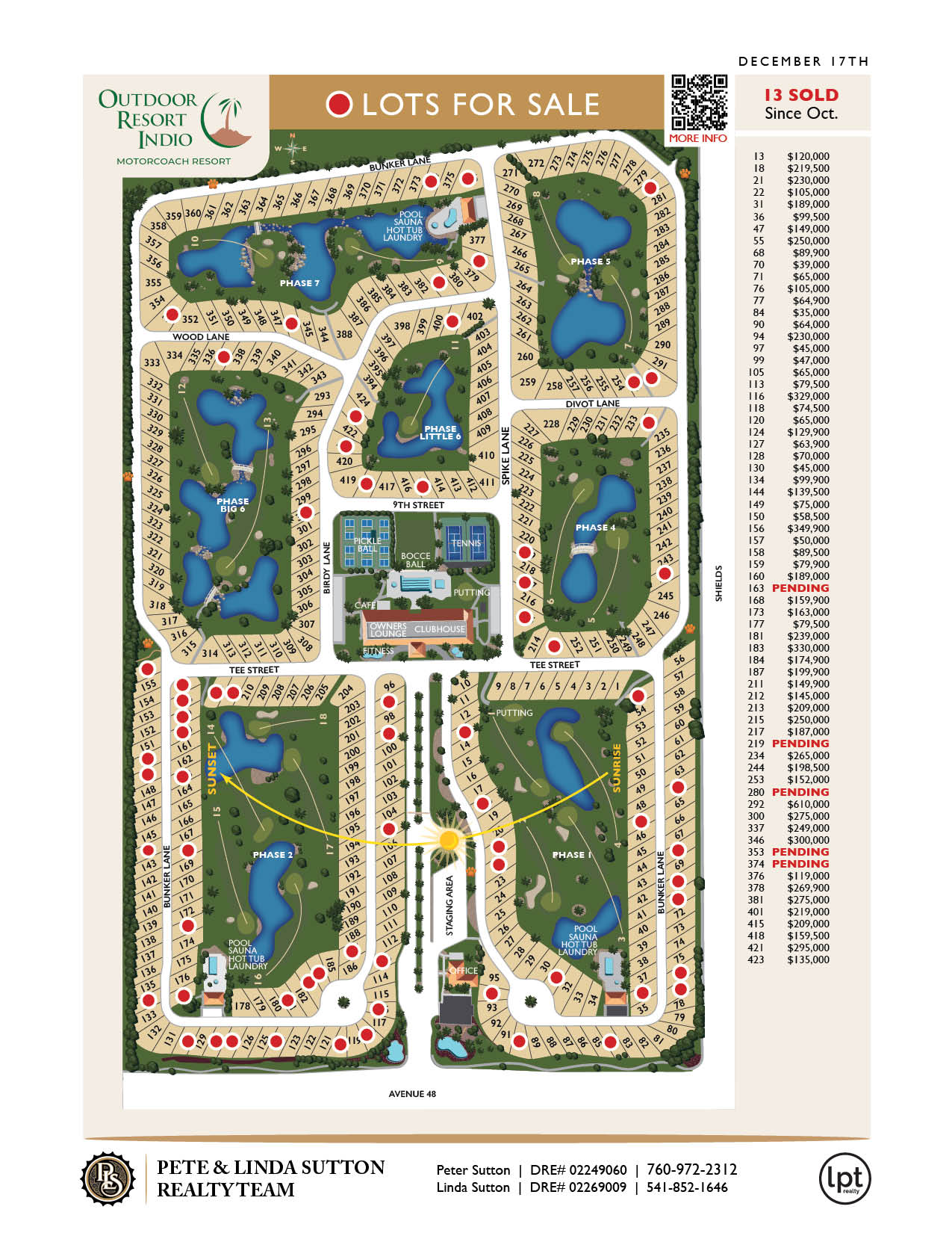 Map of Outdoor Resport Indio marked with lots for sale