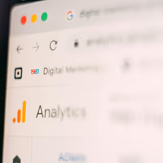 Computer screen showing the Google Analytics dashboard with the word “Analytics” clearly visible in a web browser tab.