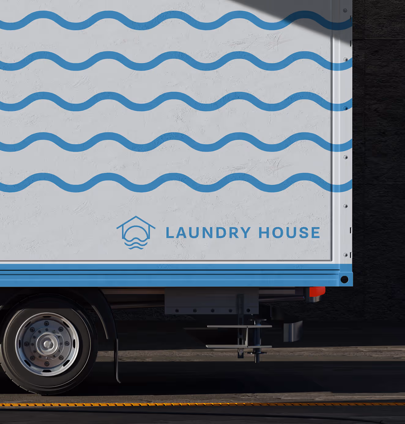 Laundry House storefront in New York with bold black signage, large glass windows, and messaging highlighting cleanliness and modern laundry services.