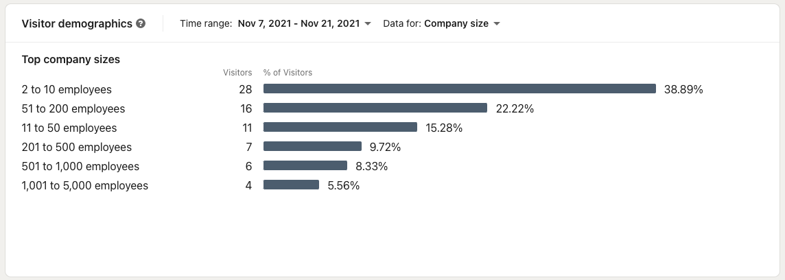 Analytics LinkedIn — Visitor demographics four