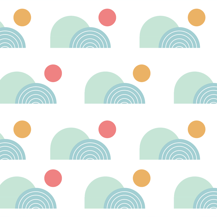 Minimal pastel rainbow and sun pattern design used in Littl children’s product packaging and branding visuals.