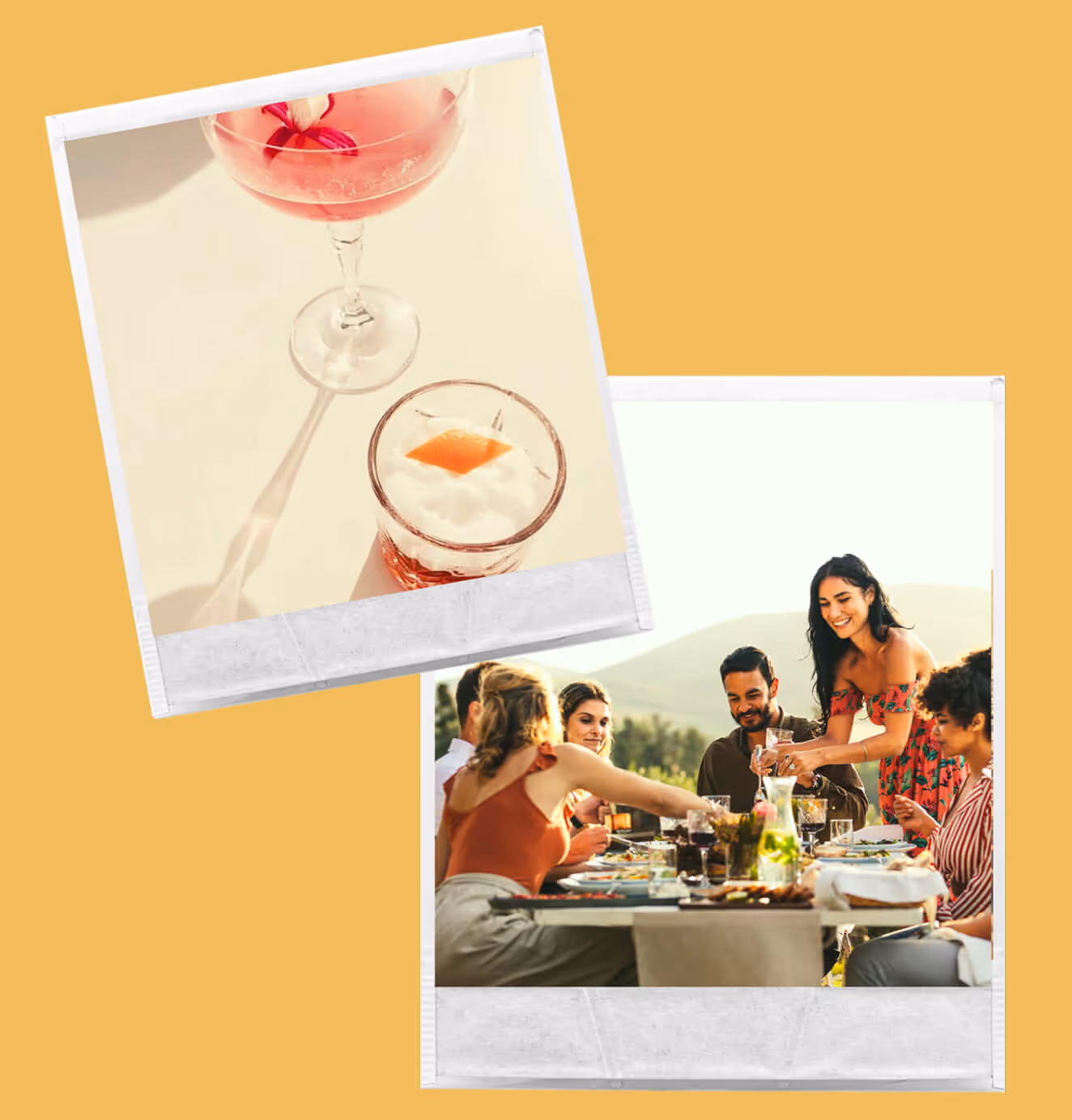 A stylish group enjoying drinks in Sipour glassware at an outdoor table, emphasizing lifestyle and celebration.