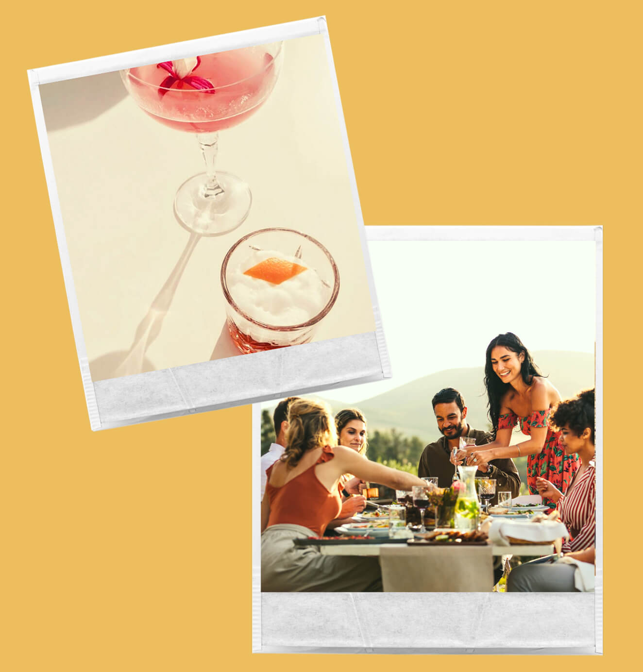 A stylish group enjoying drinks in Sipour glassware at an outdoor table, emphasizing lifestyle and celebration.
