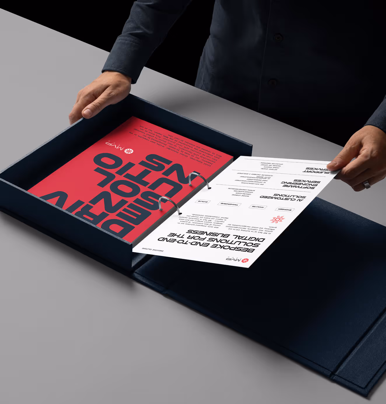 MVP Tech mini case study with sleek corporate branding, security-focused visuals, and professional layout.