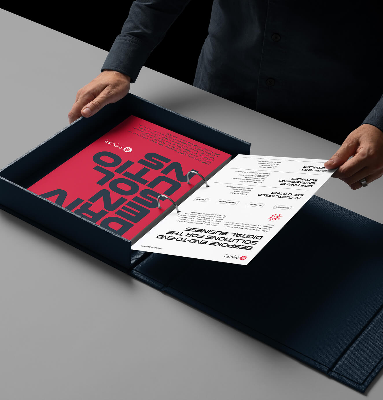 MVP Tech mini case study with sleek corporate branding, security-focused visuals, and professional layout.