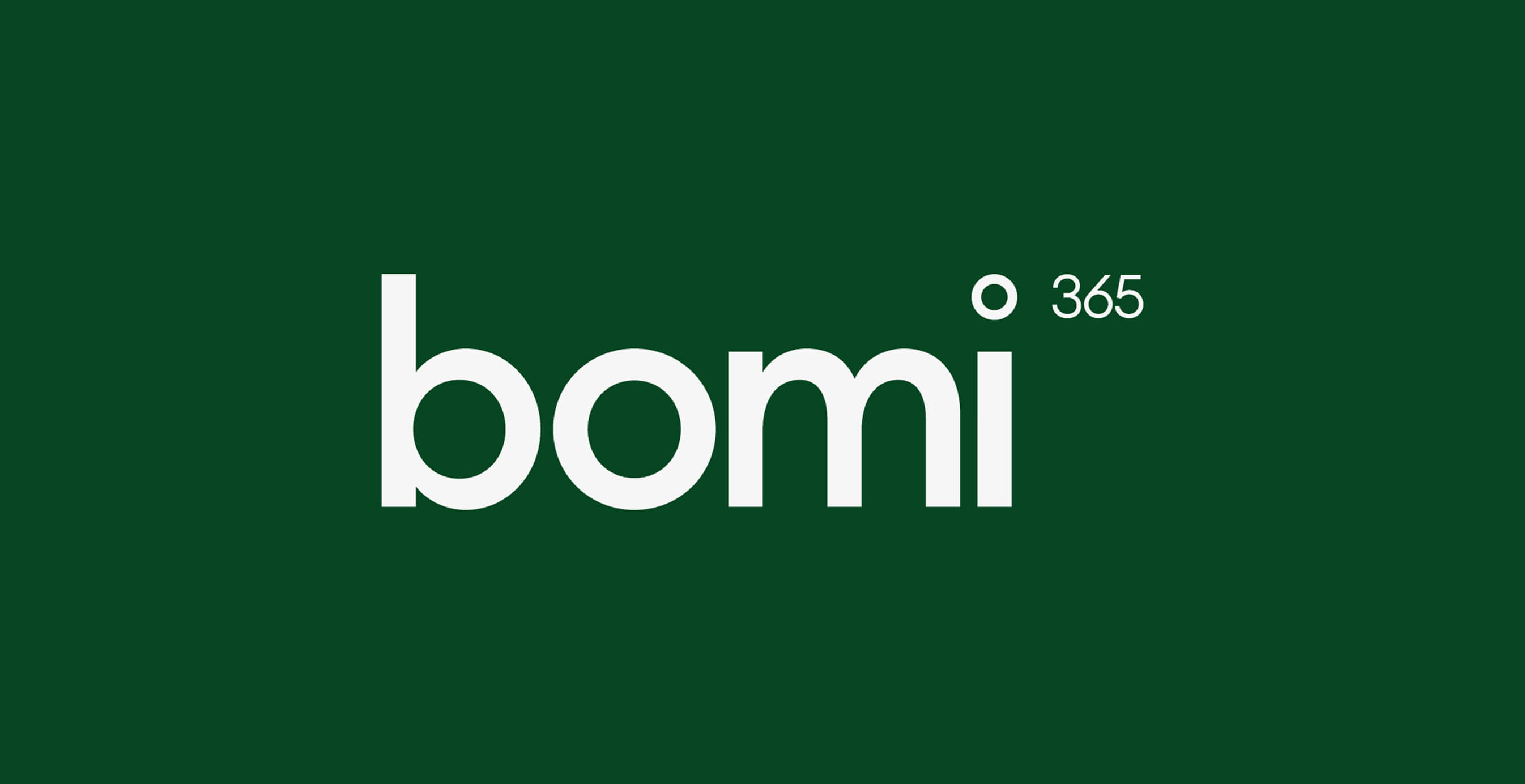 The Bomi 365 logo displayed in bold white font on a dark green background.