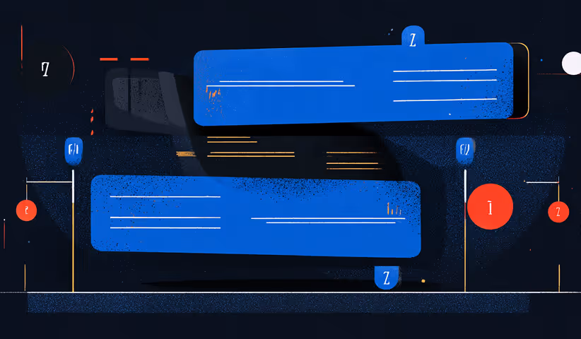 Abstract blue chat bubbles with lines of text, symbolizing digital communication and user engagement.