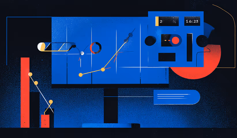 Illustration of a digital analytics dashboard with charts, graphs, and metrics, symbolizing data-driven optimization.