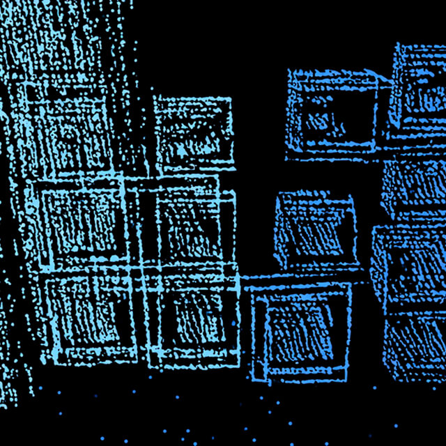 Abstract illustration of cube-like data blocks rendered in shades of blue, symbolizing data architecture and modular systems.