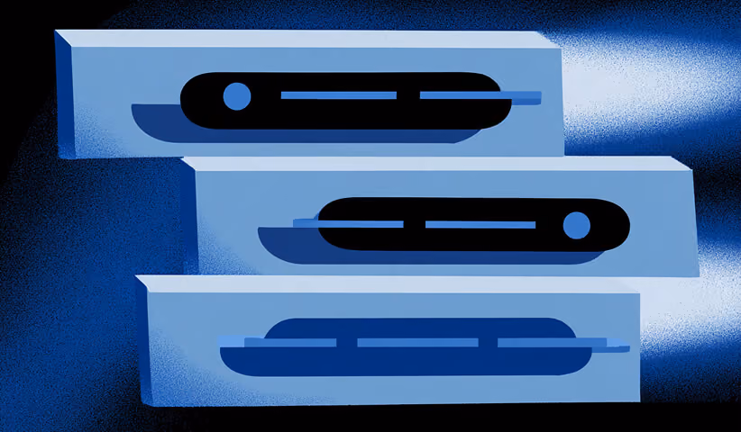 Three horizontal Shopify-style navigation bars stacked on top of each other, symbolizing website structure and feature comparison.