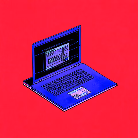 A blue laptop displaying an interface mockup, emphasizing the planning and evaluation stage of a Shopify redesign.