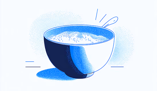 Minimal illustration of a mixing bowl filled with ingredients, suggesting food preparation or recipe creation.