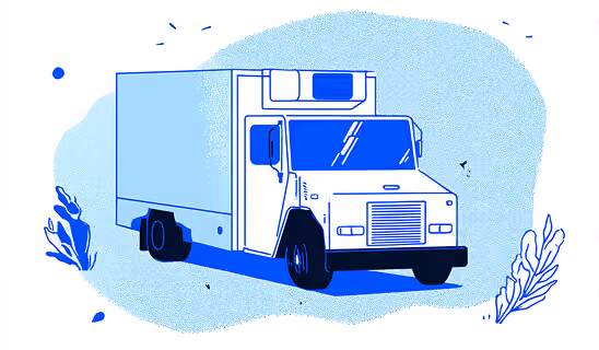Delivery truck illustration symbolizing food distribution and logistics for a growing brand.