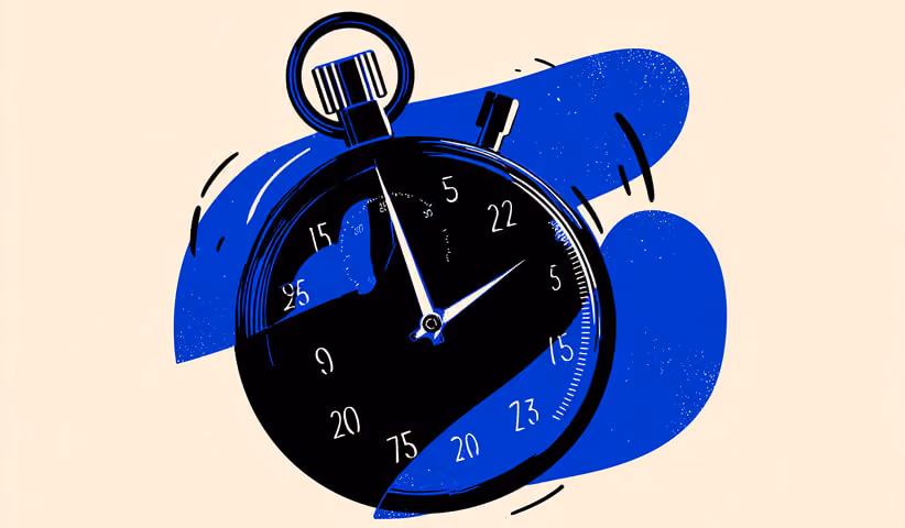 Illustration of a stopwatch with bold numbers, symbolizing speed, timing, or performance measurement.