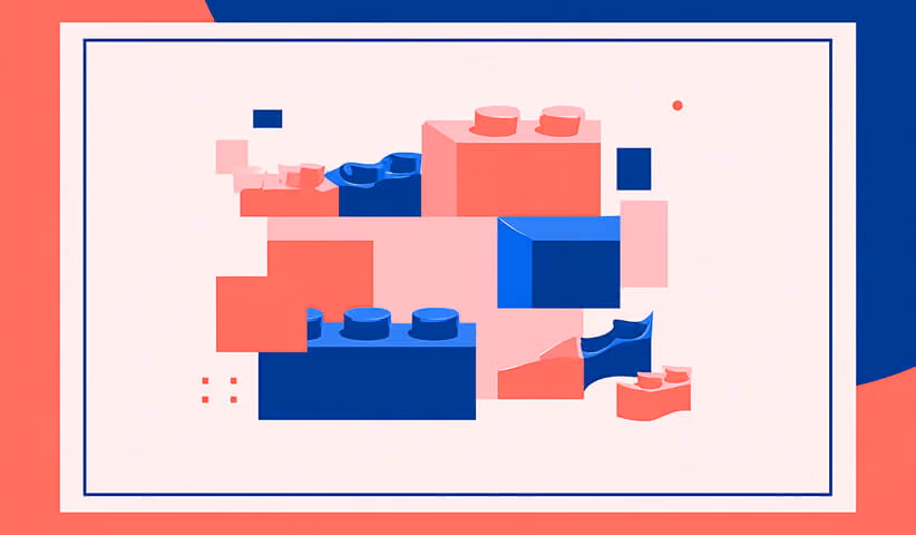 Block-style illustration resembling building bricks, symbolizing Shopify theme sections built from reusable components.
