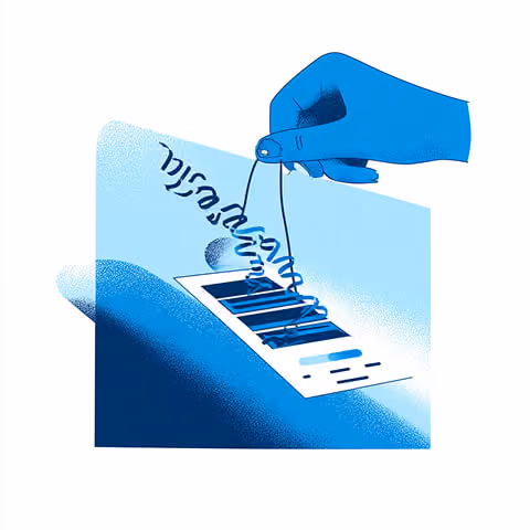 Minimal blue illustration of a hand pulling structured data from a document, representing information extraction and automation.