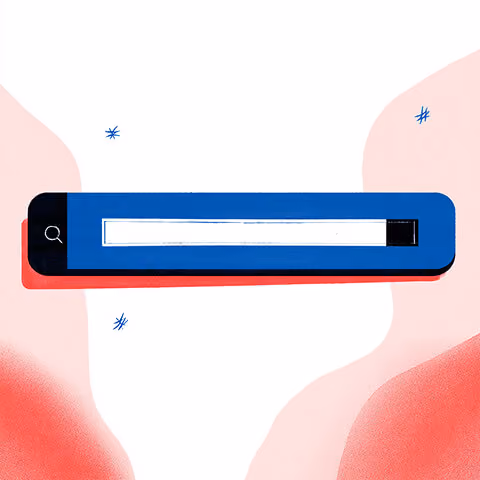 Stylized search bar graphic, illustrating keyword searches and intent-driven SEO.