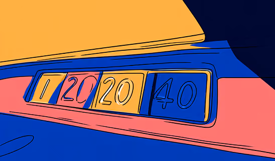 Digital counter displaying segmented numbers, representing measurable metrics and performance tracking.