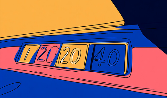 Digital counter displaying segmented numbers, representing measurable metrics and performance tracking.