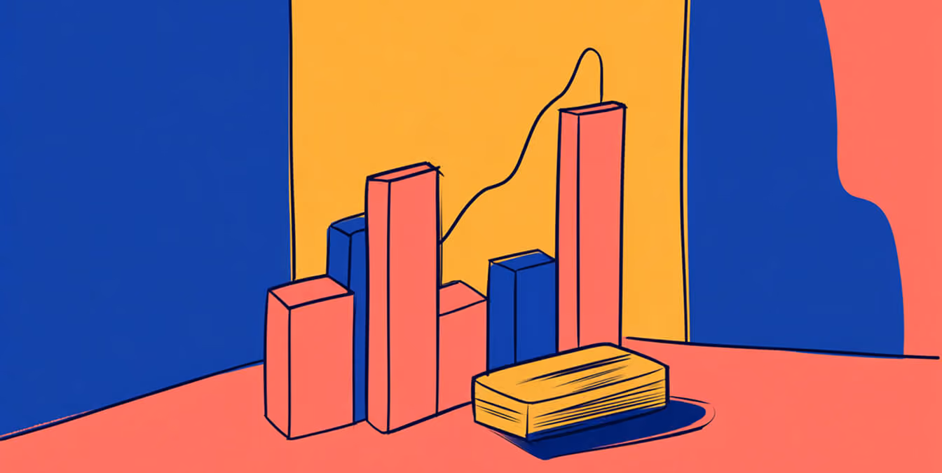 Bar chart with rising columns connected by a line, symbolizing growth driven by data insights.