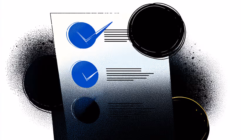 Checklist with checkmarks and text lines, representing verified reviews, testimonials, and structured customer feedback.