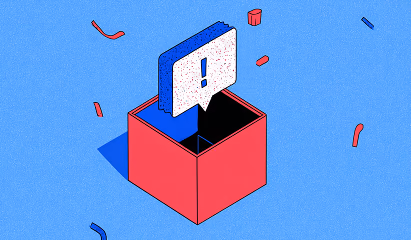 Notification card emerging from an open box, representing automated alerts and system triggers.