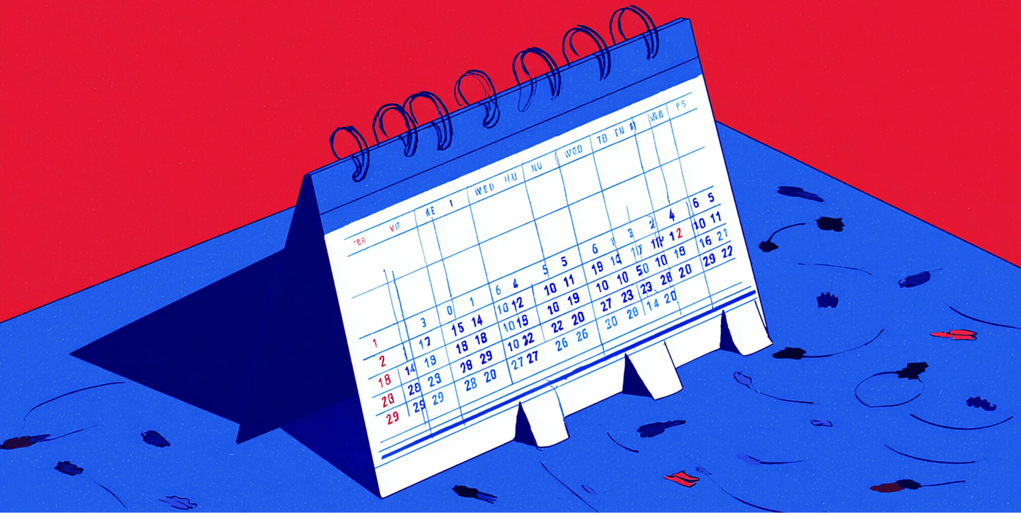 Desk calendar illustration emphasizing scheduling, planning, and time management through automation.