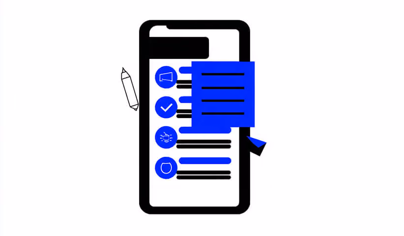 Mobile interface with checklist and icons, representing mobile Shopify optimization, feature updates, and task management.