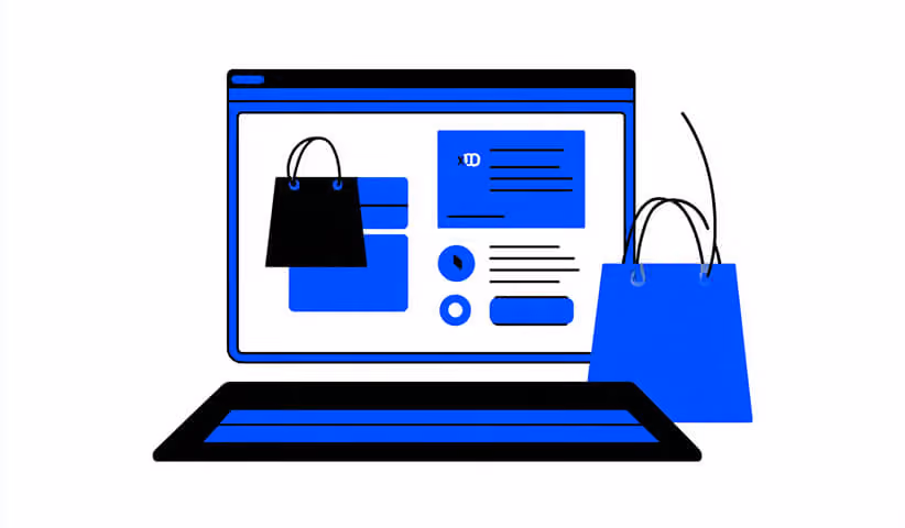 E-commerce website displayed on laptop with shopping bags, illustrating a well-maintained Shopify store optimized for sales.
